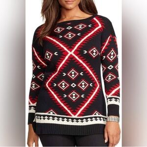 Lauren Ralph Lauren Black and Red Patterned Sweater